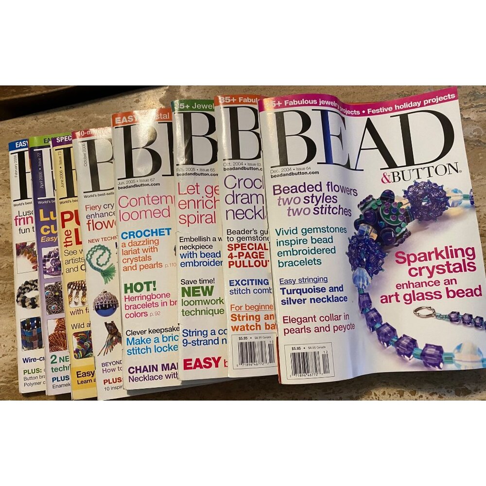 Set Of 8 Bead & Button Magazines Issue 64-73 February 2005 - April 2006